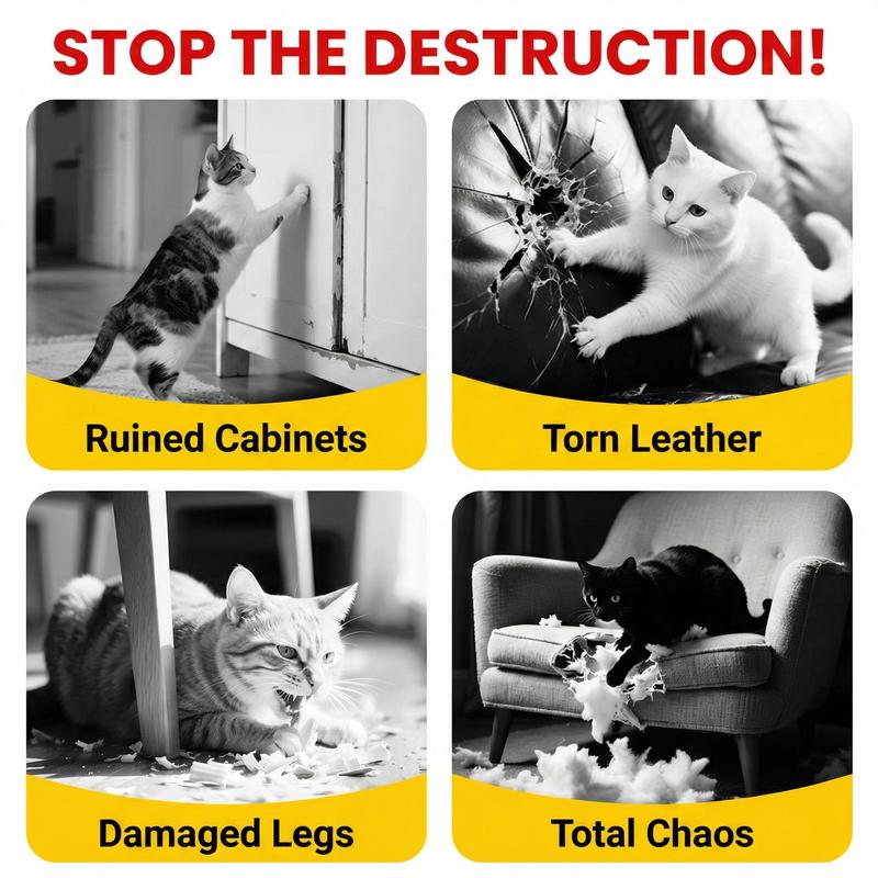 【Buy 1, Get Free Toy Mouse!】Cute Cat Scratcher Mat Kawaii Wall Protector Self-Adhesive Felt Scratch Pad for Indoor Cats