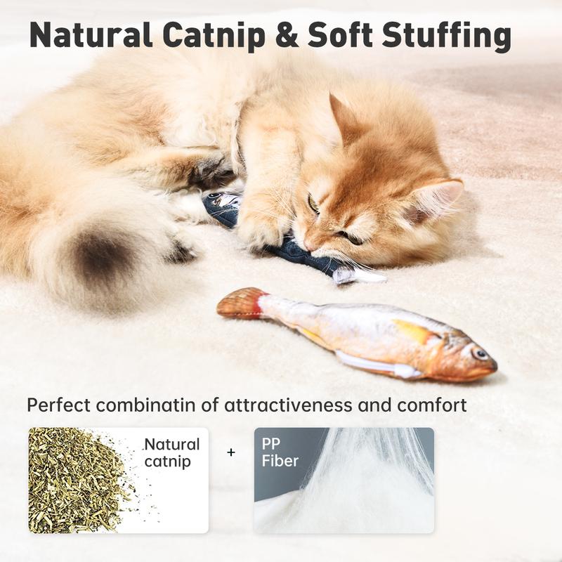 Realistic Flopping Fish Cat Toys, 3 Pack, Interactive Cat toys for All Breeds