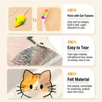 【Buy 1, Get Free Toy Mouse!】Cute Cat Scratcher Mat Kawaii Wall Protector Self-Adhesive Felt Scratch Pad for Indoor Cats