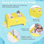 2-in-1 Cat Toys Interactive for Bored Indoor Cats, Automatic Electric Feather Cat Toy, 4 Holes Mole, Rotating Feather, USB Rechargeable