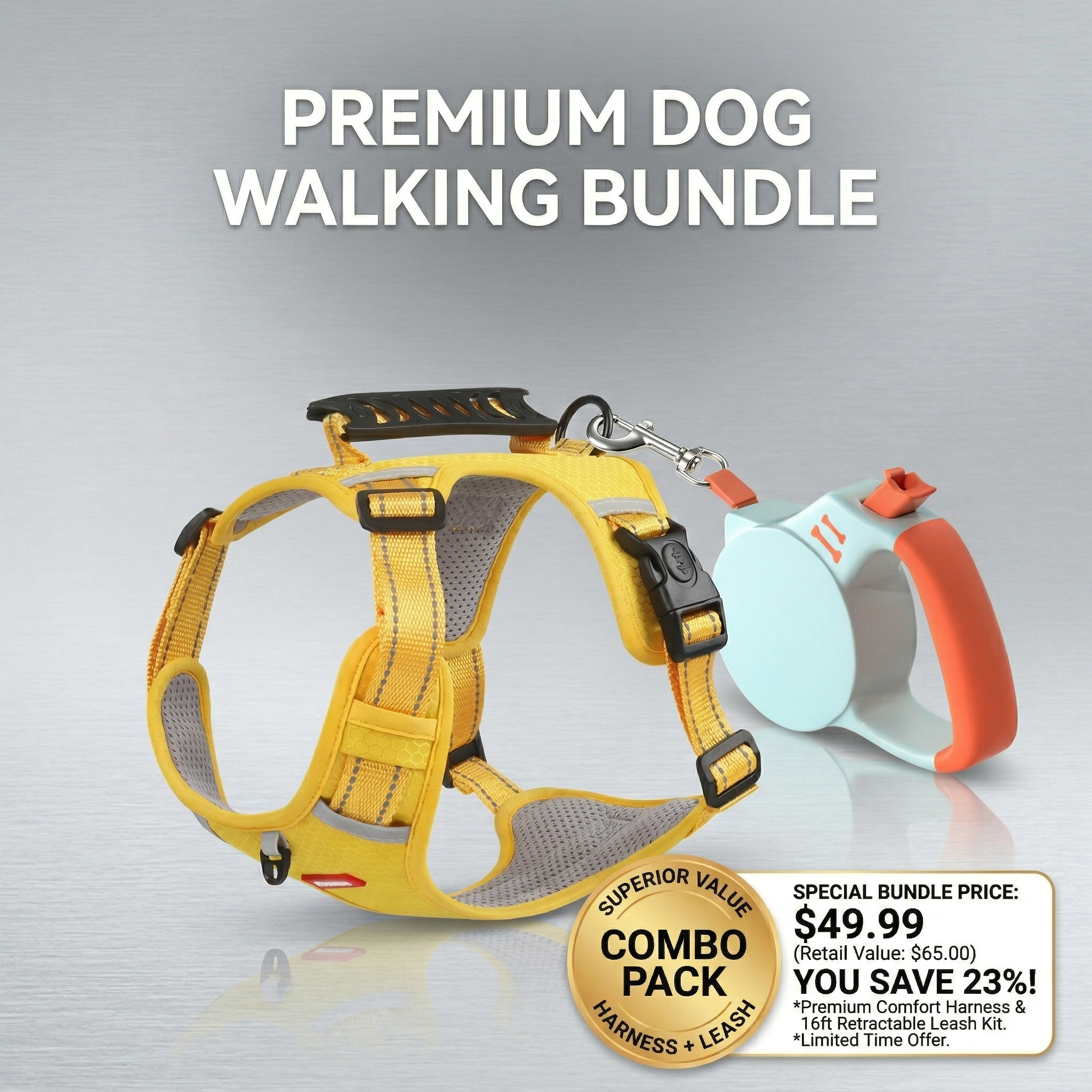 Reflective No-Pull Dog Harness – Adjustable, Breathable, Heavy-Duty Chest Strap for Small Medium Large Dogs