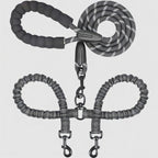 Dual Dog Leash, Double Dog Leash, 360 Swivel No Tangle Walking Leash, Shock Absorbing Bungee for Two Dogs