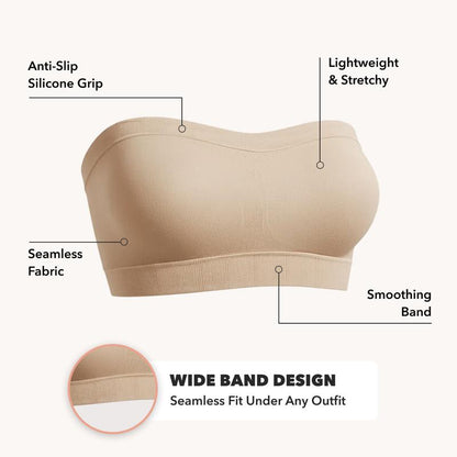 Clinclii Convertible Strapless Bandeau Bra with Wireless Comfort, Anti-Slip Grip & Removable Straps Fit Outfits
