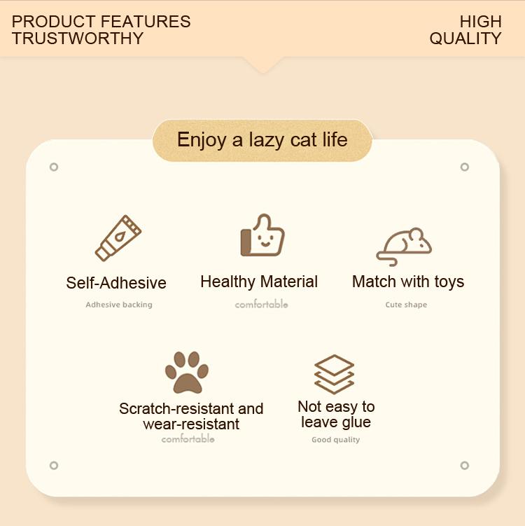 【Buy 1, Get Free Toy Mouse!】Cute Cat Scratcher Mat Kawaii Wall Protector Self-Adhesive Felt Scratch Pad for Indoor Cats