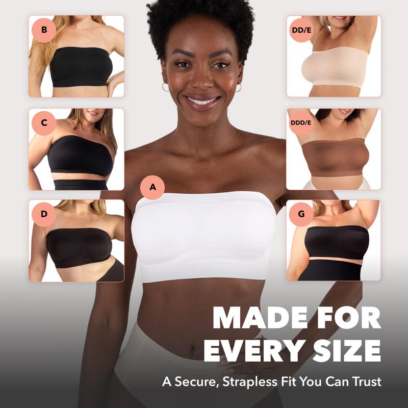 Clinclii Convertible Strapless Bandeau Bra with Wireless Comfort, Anti-Slip Grip & Removable Straps Fit Outfits