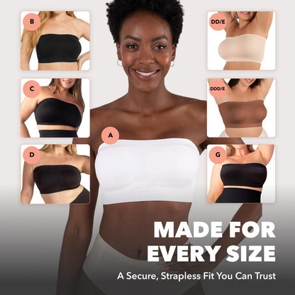 Clinclii Convertible Strapless Bandeau Bra with Wireless Comfort, Anti-Slip Grip & Removable Straps Fit Outfits