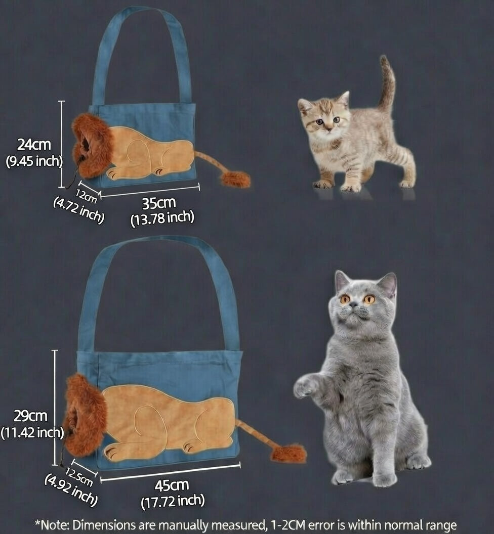 🦁 Lion-Themed Cat & Small Dog Shoulder Carrier Bag
