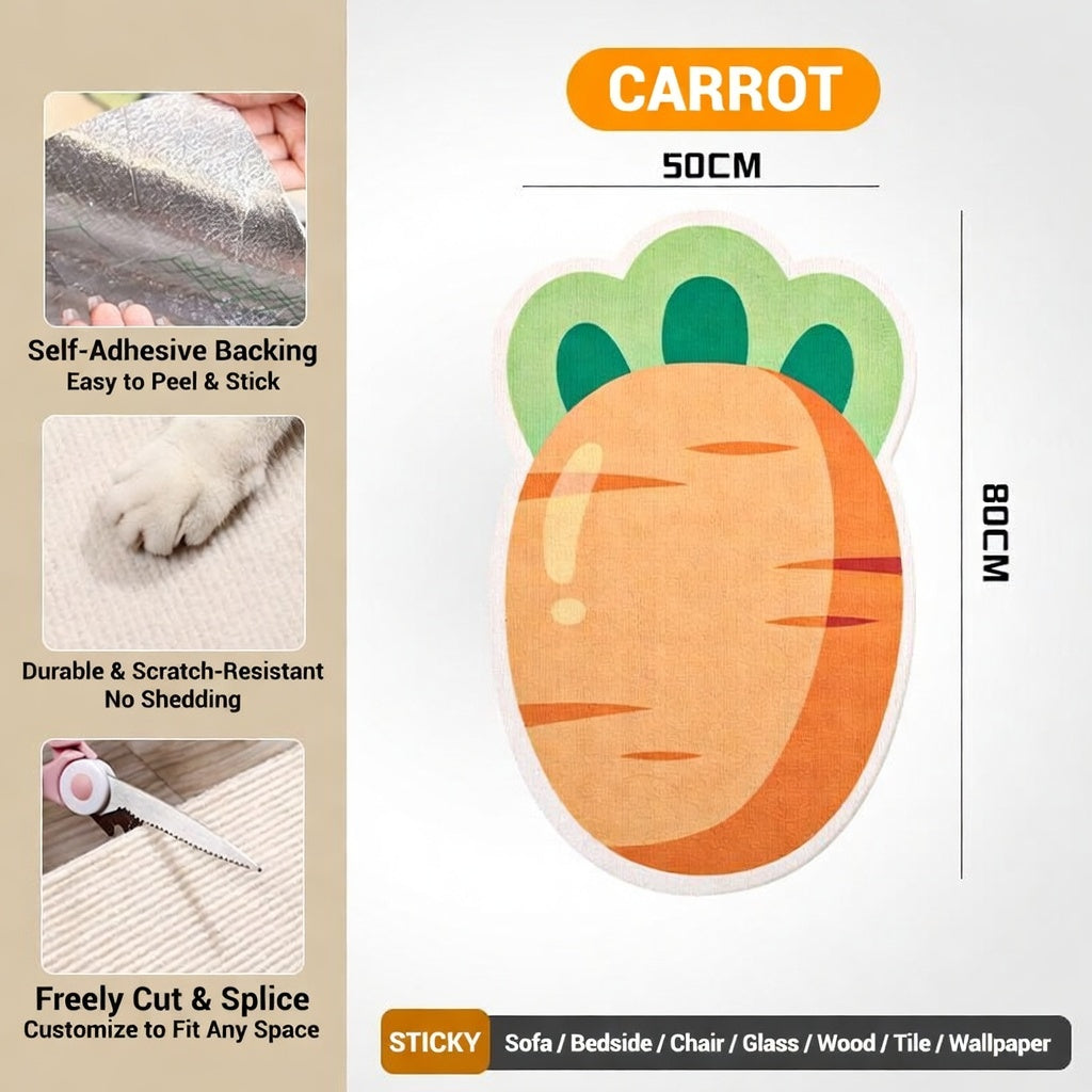 【Buy 1, Get Free Toy Mouse!】Cute Cat Scratcher Mat Kawaii Wall Protector Self-Adhesive Felt Scratch Pad for Indoor Cats